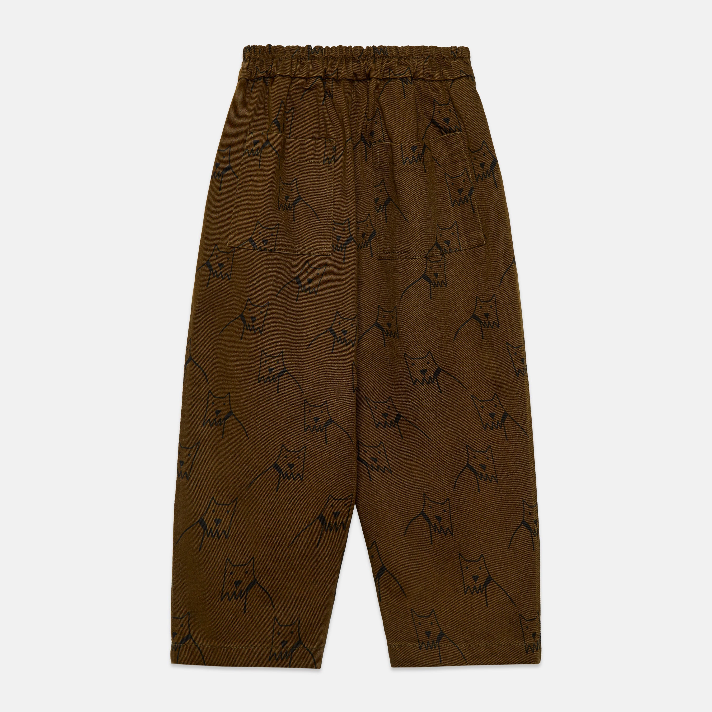 Kids' City Dog Print Canvas Trousers in Forest Green - back