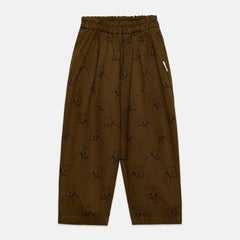 Weekend House Kids Weekend City kids city dog print canvas trousers in forest green — front