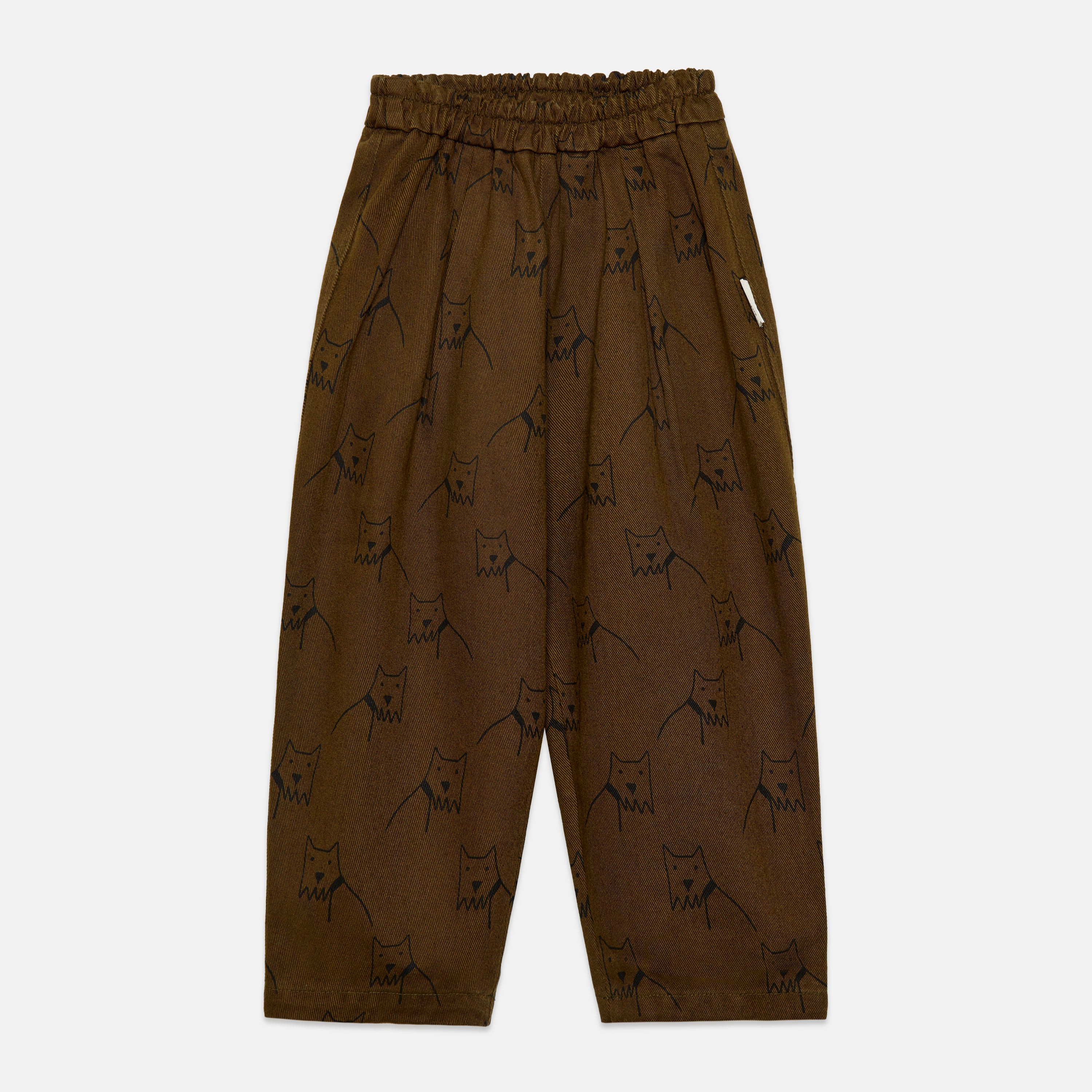 Kids' City Dog Print Canvas Trousers in Forest Green - front