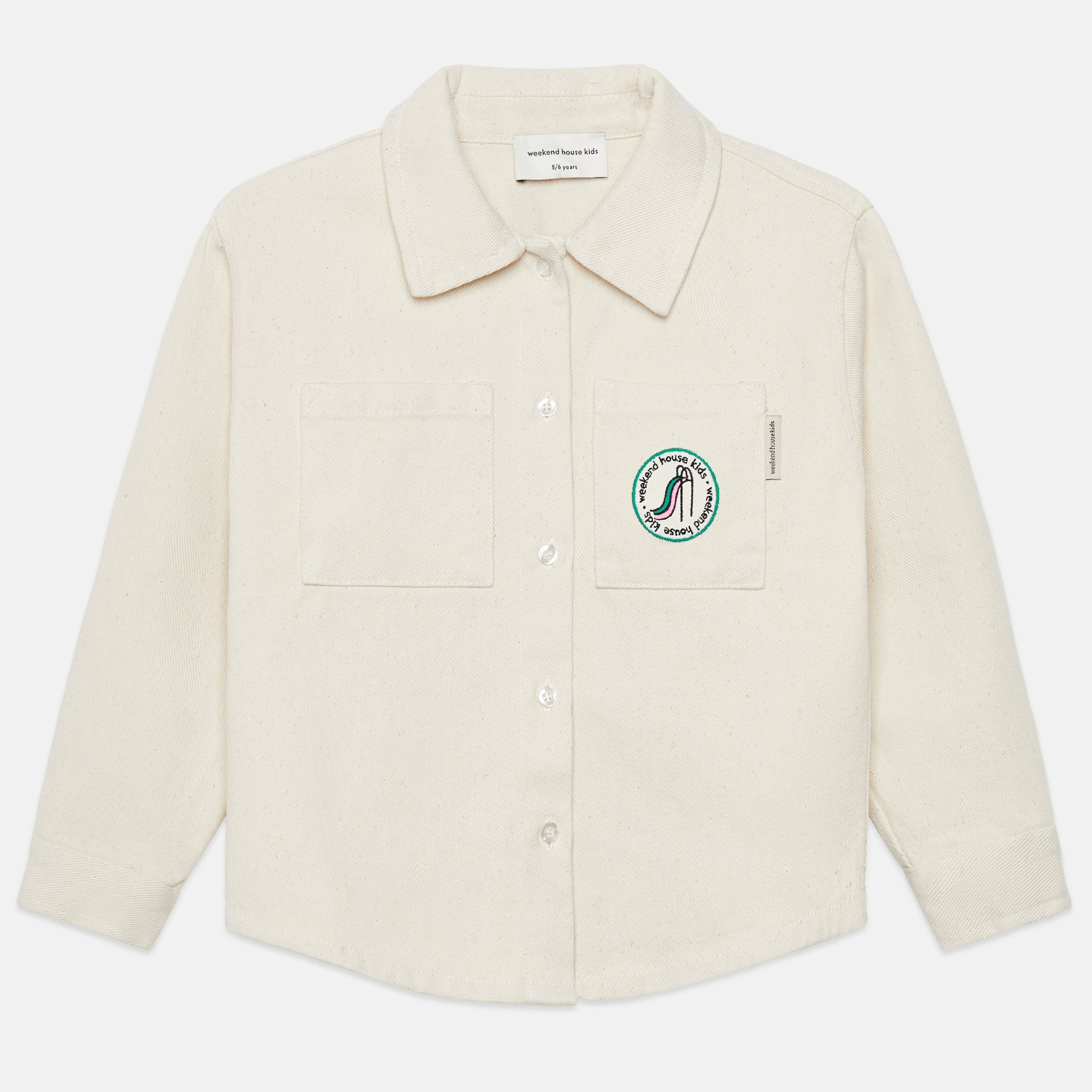 Kids' Slide Canvas Shirt in Sand - front