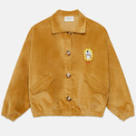Kids' City Mayor Velvet Bomber Jacket in Caramel - front