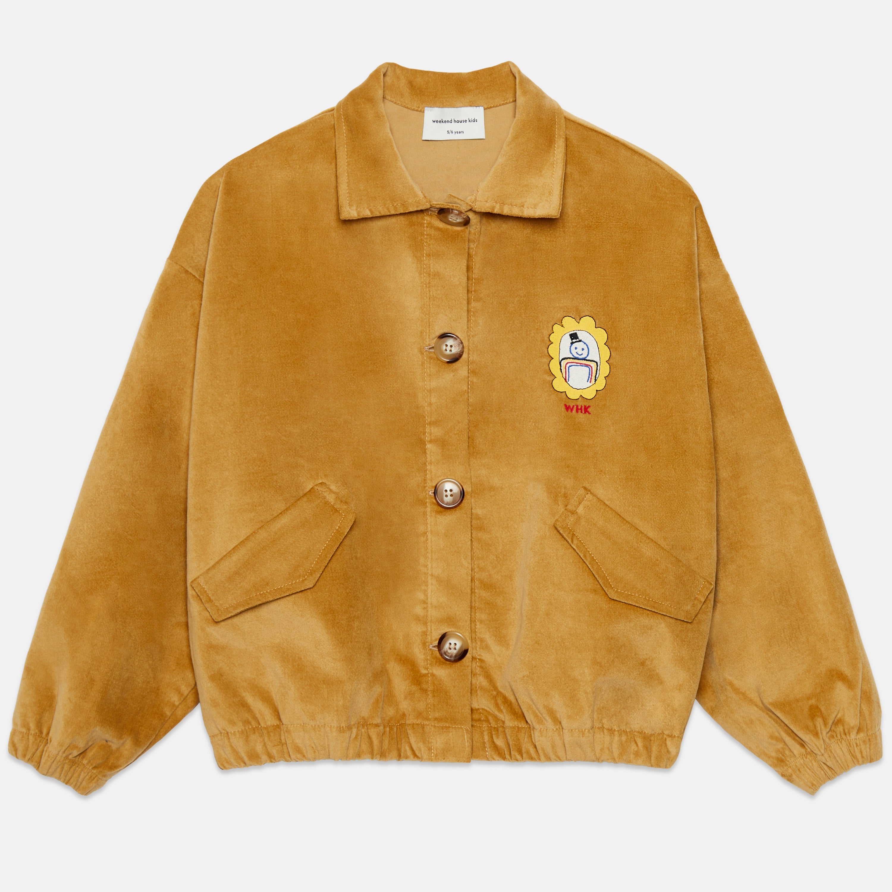 Kids' City Mayor Velvet Bomber Jacket in Caramel - front