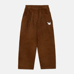 Kids' Pom Pom Dog Corduroy Trousers in Brown - front