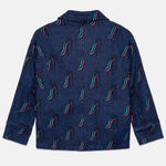 Kids' Slide Print Denim Jacket in Dark Blue - back