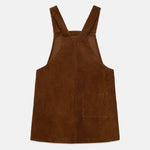 Kids' Pom Pom Dog Corduroy Pinafore Dress in Brown - back