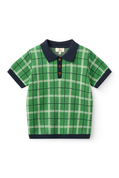 Copenhagen Colors kids knitted checkered cotton polo