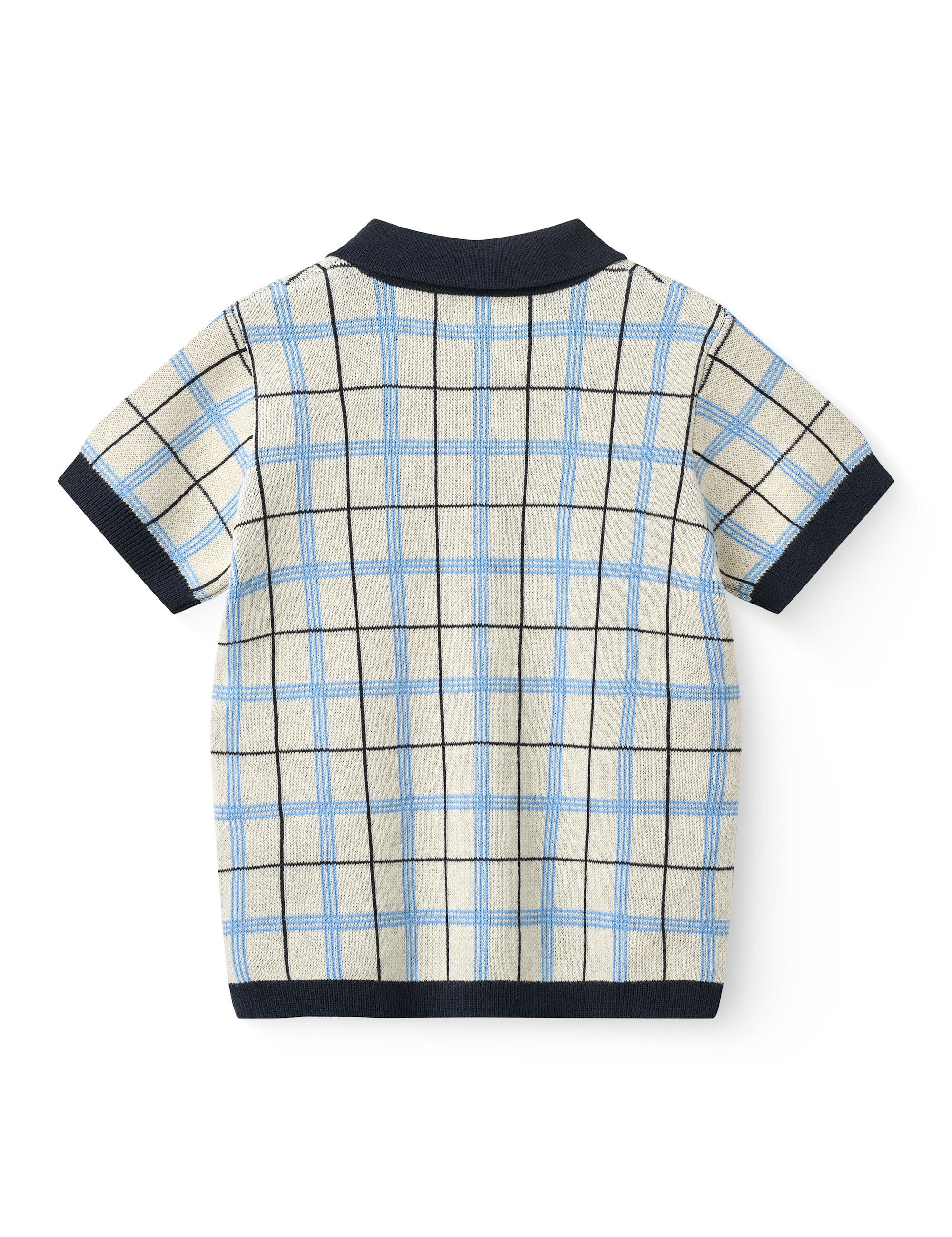 Copenhagen Colors kids knitted checkered cotton polo in navy