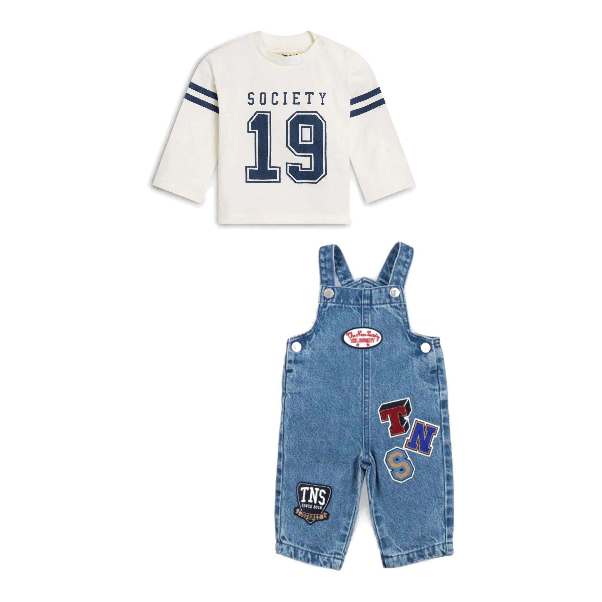 Baby Lane T-Shirt & Ridge Organic Denim Dungarees Set