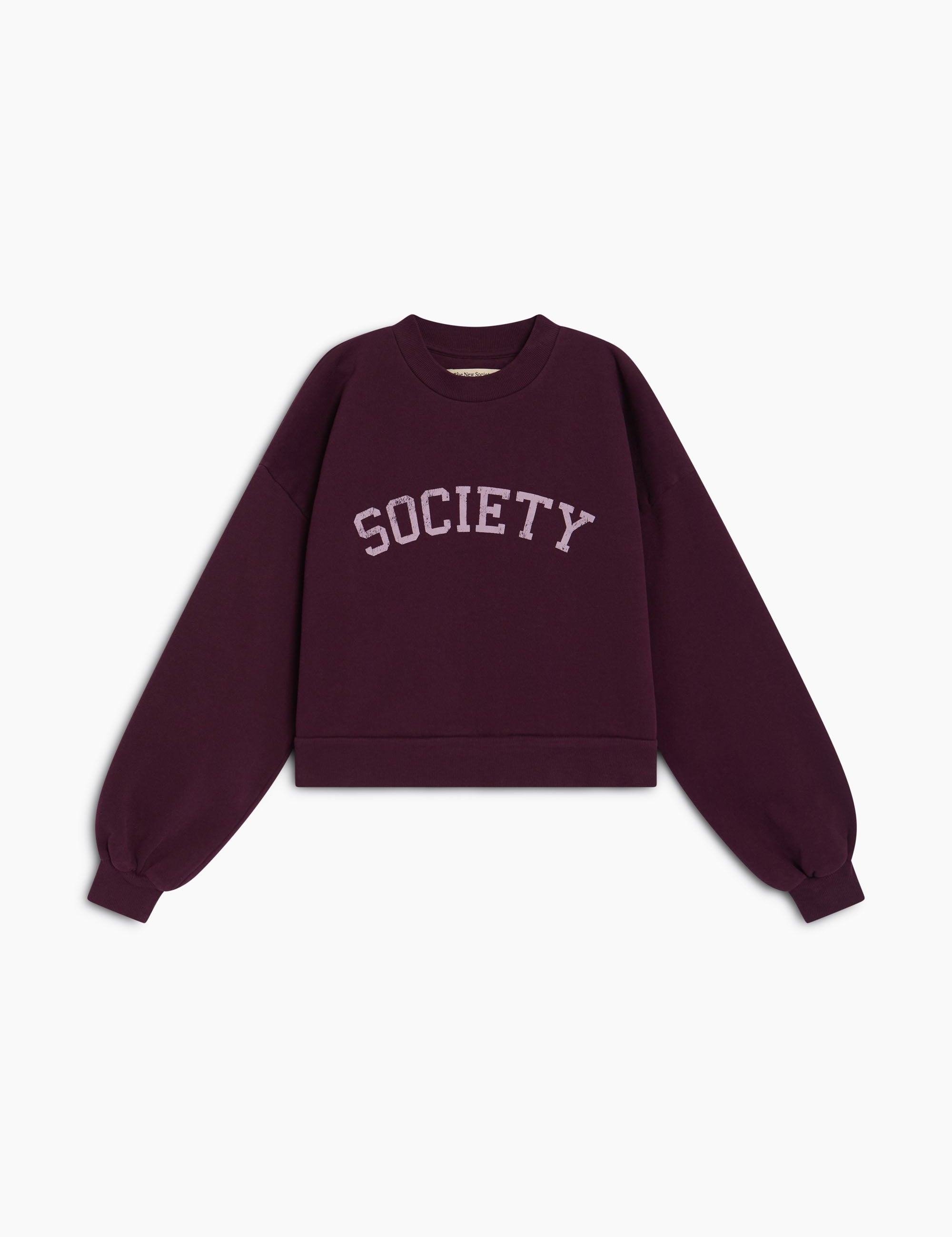 Girls' Lea Cropped Fleece Sweatshirt in Burgundy by The New Society