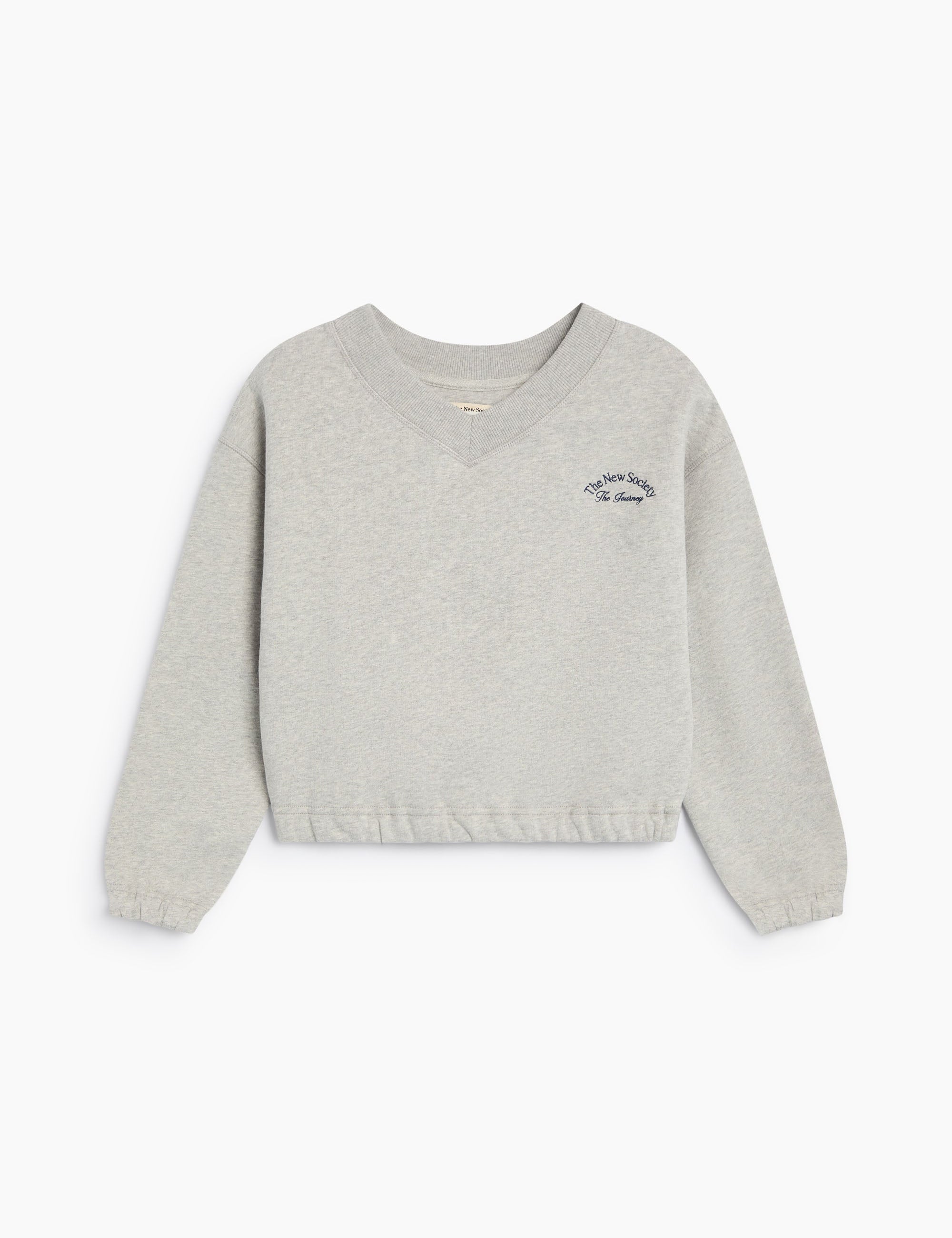 Girls' Mochi Cropped V-Neck Sweatshirt in Grey by The New Society