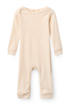 Copenhagen Colors baby modal full-body romper in dusty rose and cream stripe