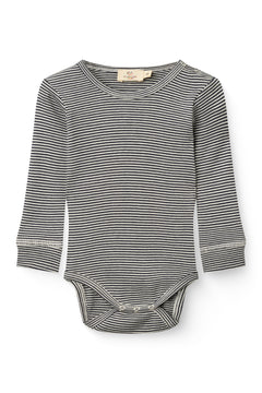 Copenhagen Colors baby modal ribbed long-sleeve bodysuit in navy and cream stripe