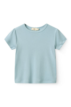 Copenhagen Colors girls modal ribbed ruffle-sleeve t-shirt in dusty blue