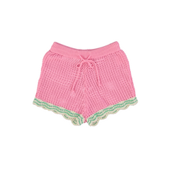 Girls' Crochet Knit Shorts (Marina) - studio white