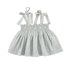 Girls' Smocked Top with Floral Embroidery (Maya) - studio white