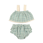 Baby Set in Elegant Blue Cotton (Mia) - studio white