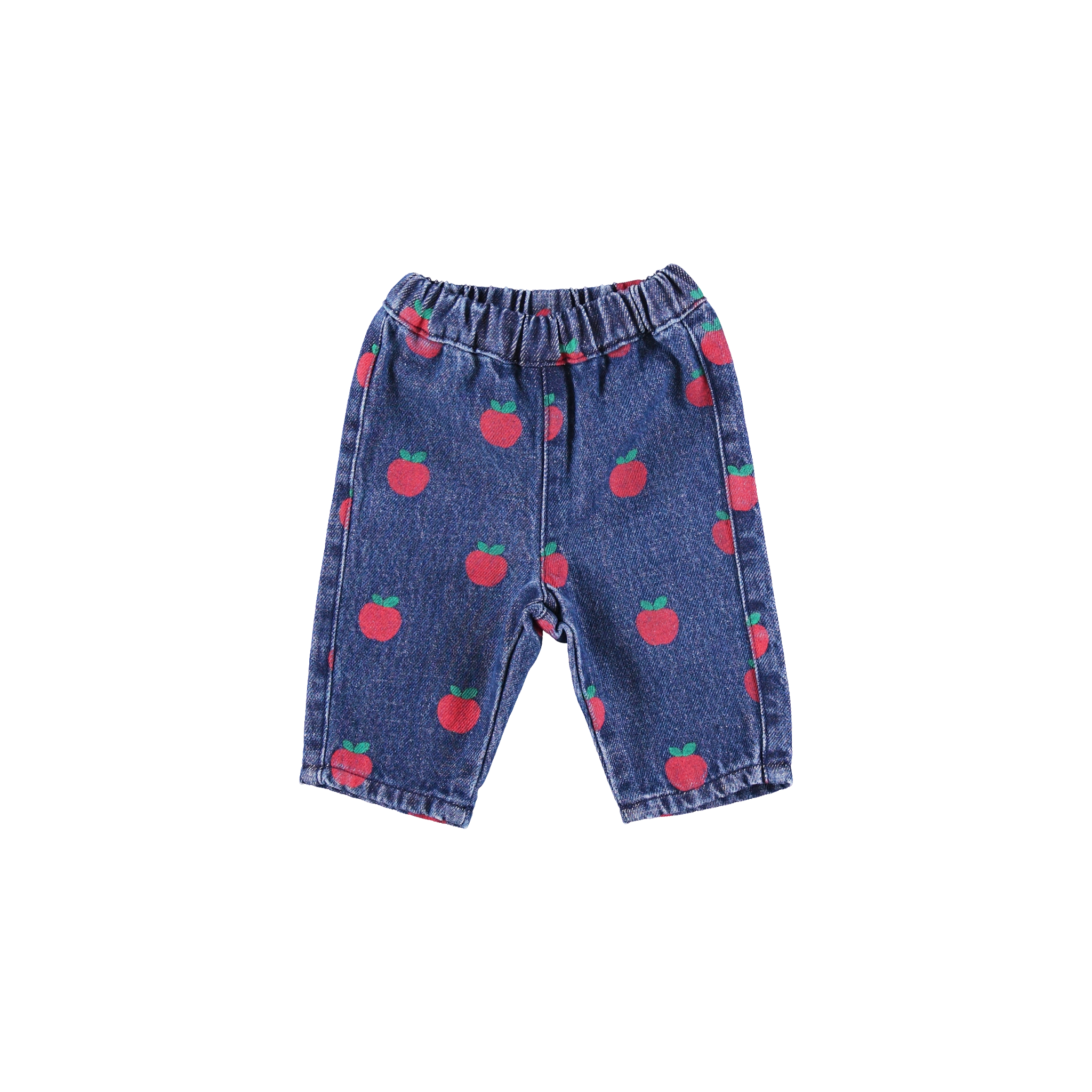 Baby Cotton Pants in Apple Denim (Minnie) - studio white