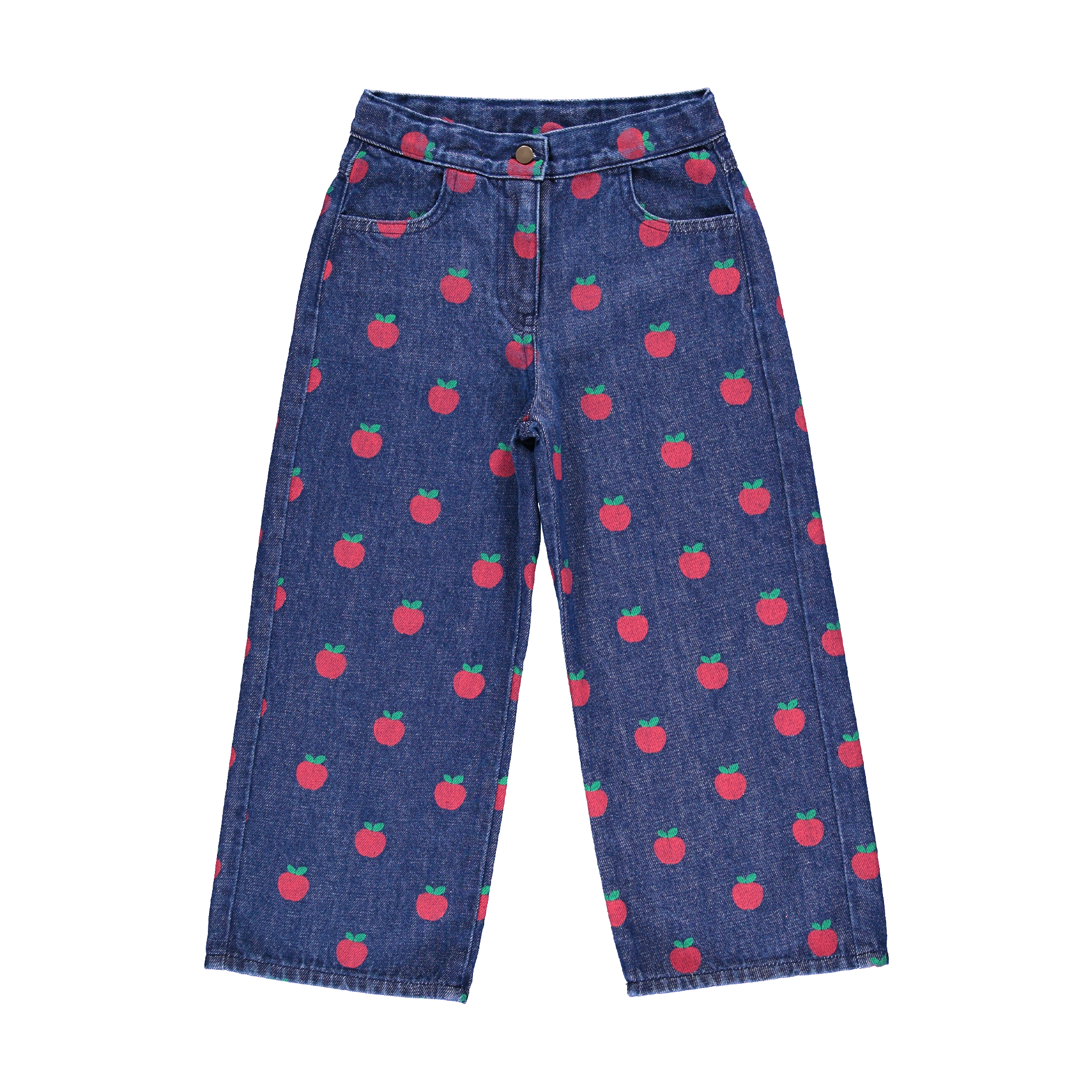 Kids' Cotton Pants in Apple Denim (Minnie) - studio white