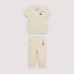 Baby Girls' Romero Openwork Cotton T-Shirt & Leggings Set in Ecru by The New Society
