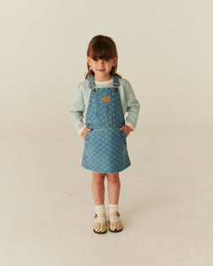 Copenhagen Colors girls quilted denim pinafore dress in organic cotton