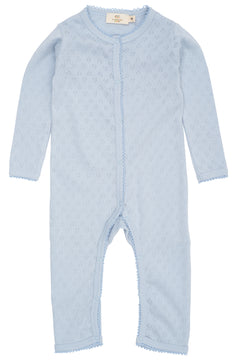 Copenhagen Colors baby pointelle heart organic cotton bodysuit in dusty blue