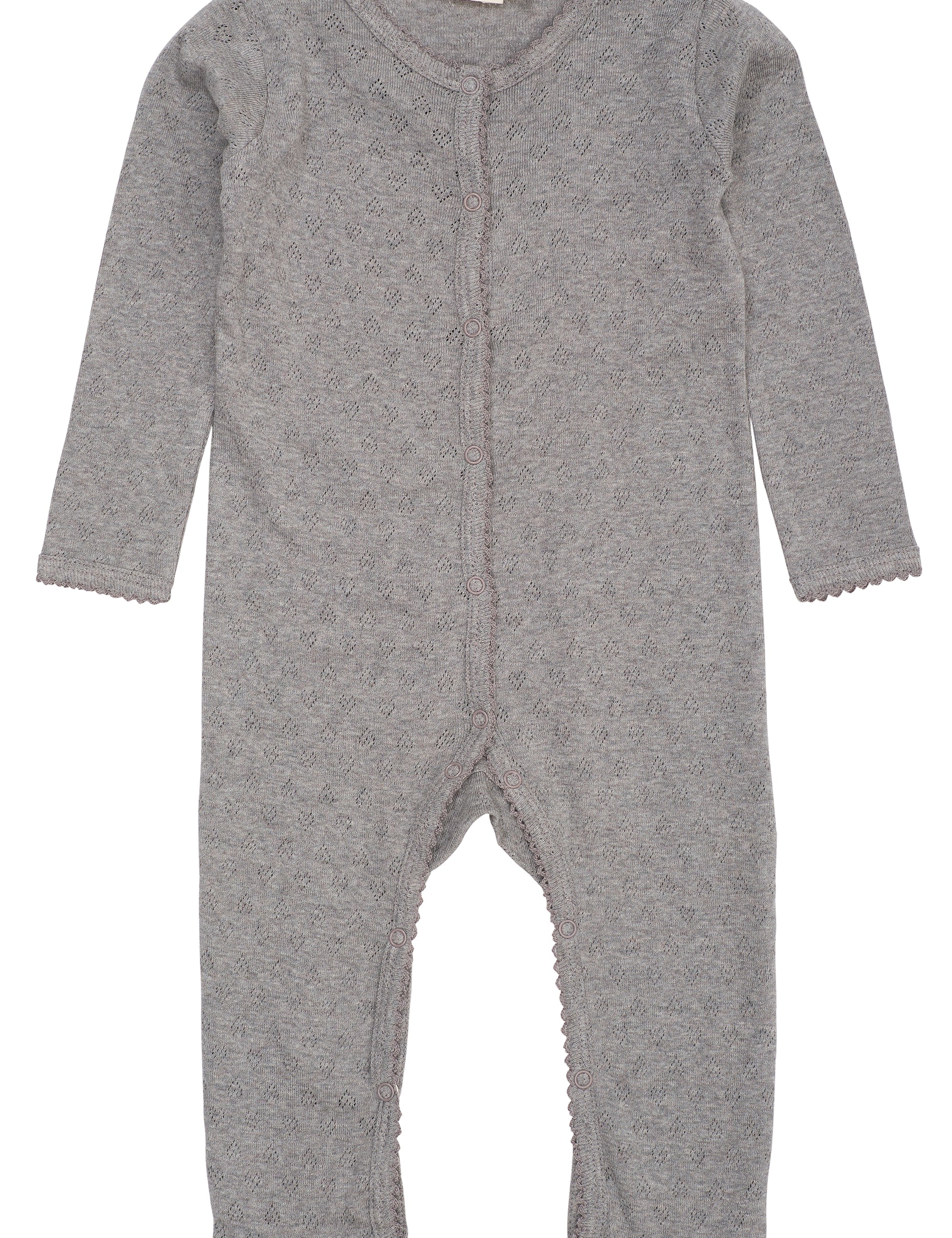 Copenhagen Colors baby pointelle heart organic cotton bodysuit in grey melange