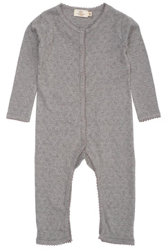 Copenhagen Colors baby pointelle heart organic cotton bodysuit in grey melange