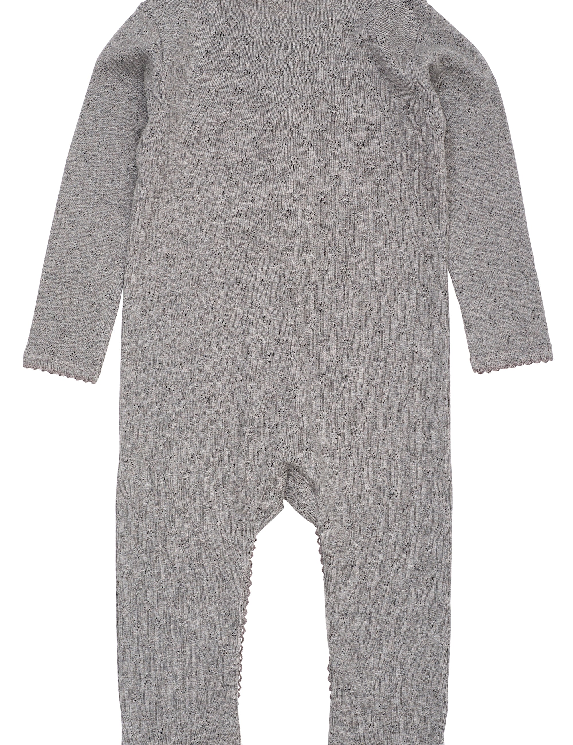 Copenhagen Colors baby pointelle heart organic cotton bodysuit in grey melange