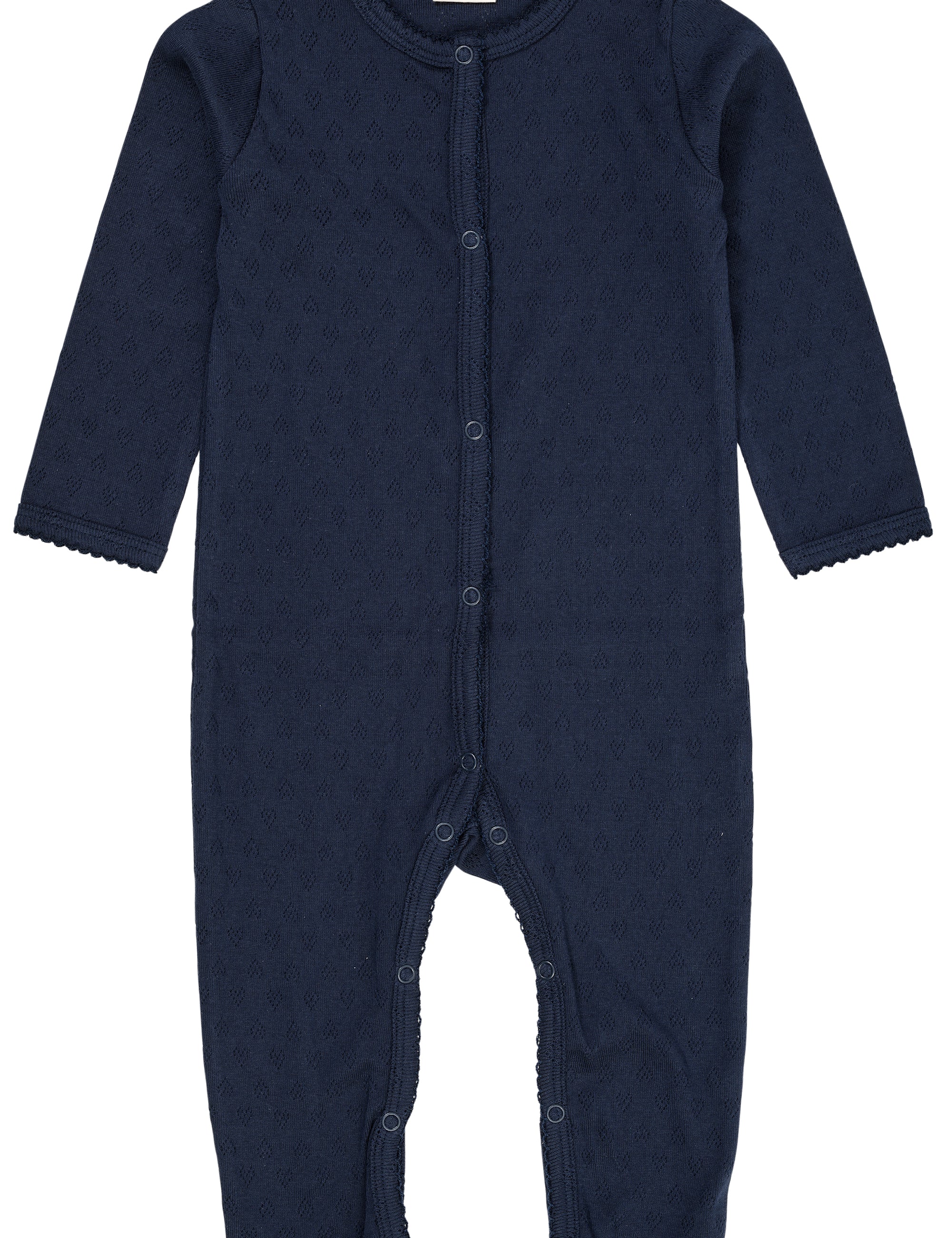 Copenhagen Colors baby pointelle heart organic cotton bodysuit in navy