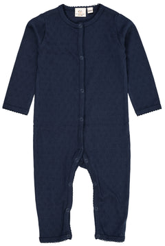 Copenhagen Colors baby pointelle heart organic cotton bodysuit in navy