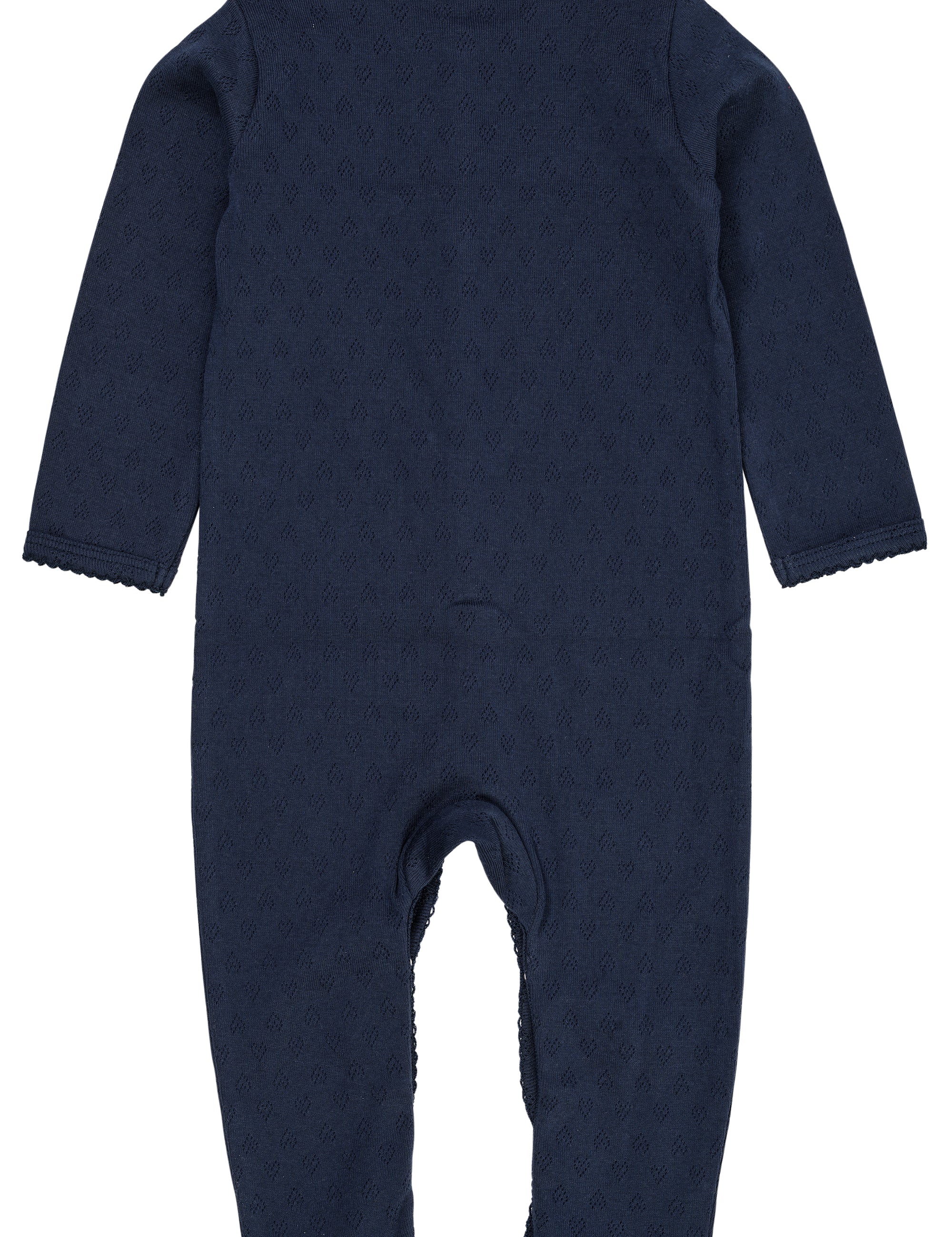 Copenhagen Colors baby pointelle heart organic cotton bodysuit in navy