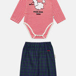 Baby Pom Pom Dog Striped Bodysuit & Checked Trousers Set by Weekend House Kids