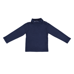 Kids' Organic Cotton Turtleneck in Cuddle Midnight (Paz) - studio white