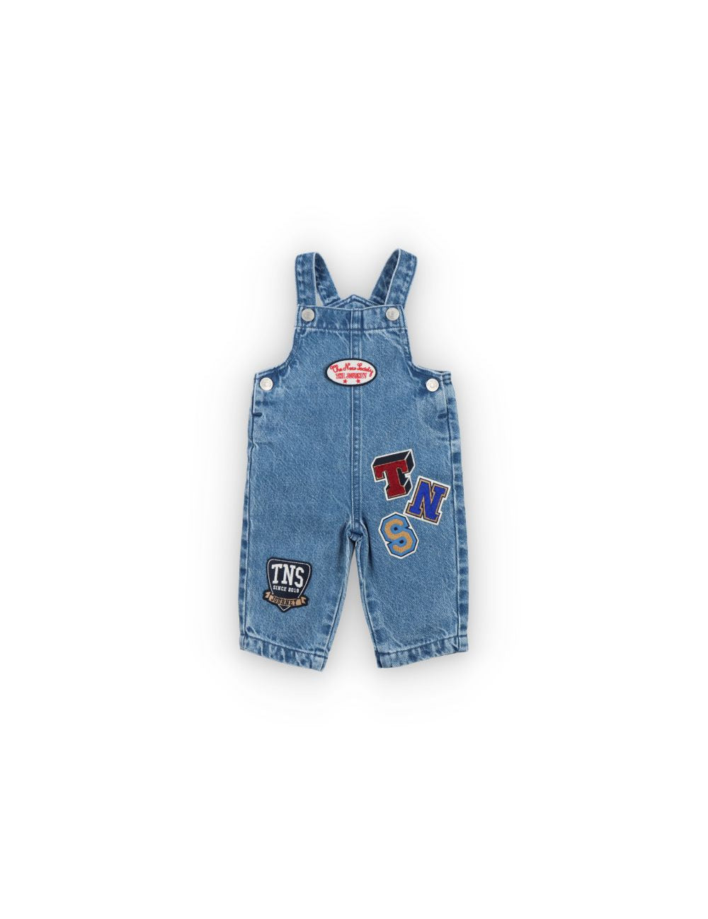 Baby Ridge Organic Denim Dungarees by The New Society — front