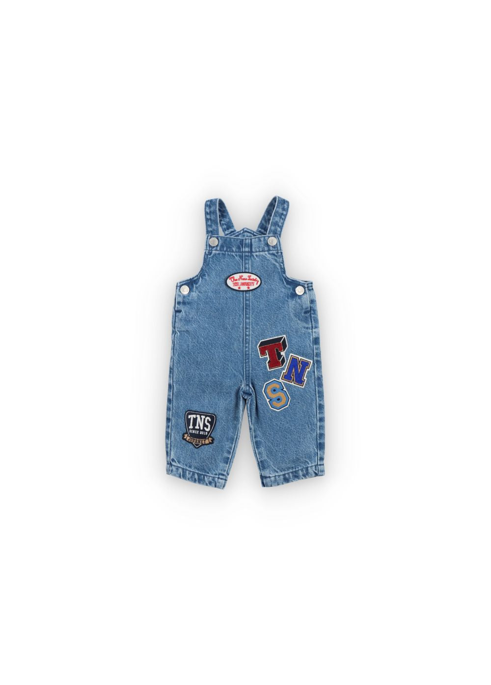 Baby Ridge Organic Denim Dungarees by The New Society — front