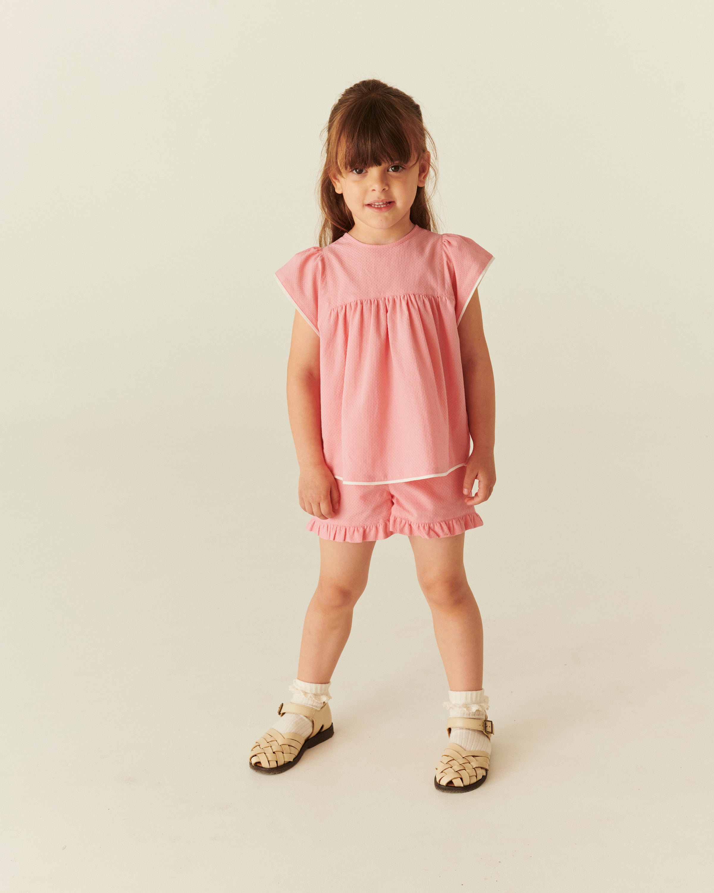 Copenhagen Colors girls frill detail cotton shorts with pockets in pink