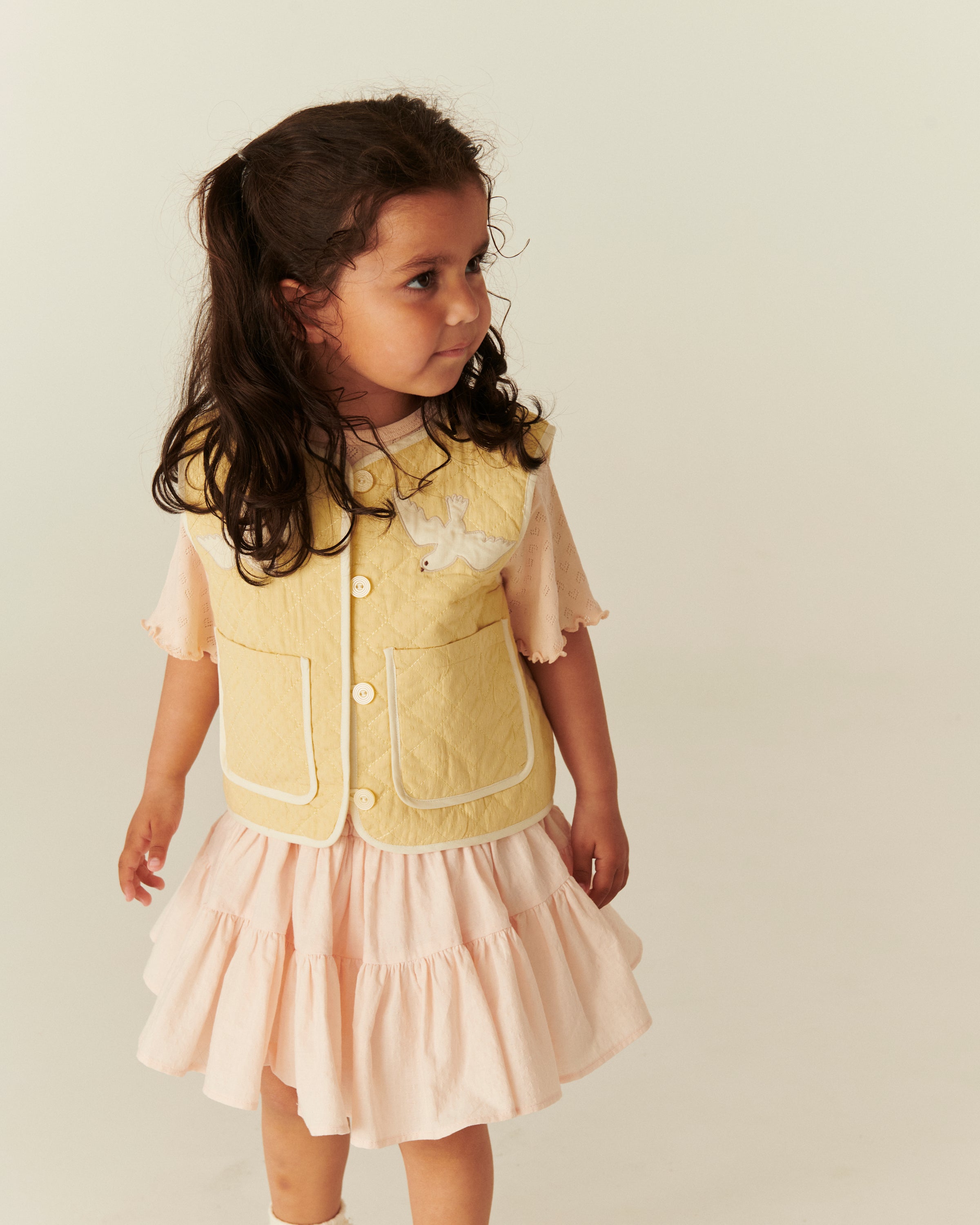 Copenhagen Colors baby girls tulle-lined tiered organic cotton skirt