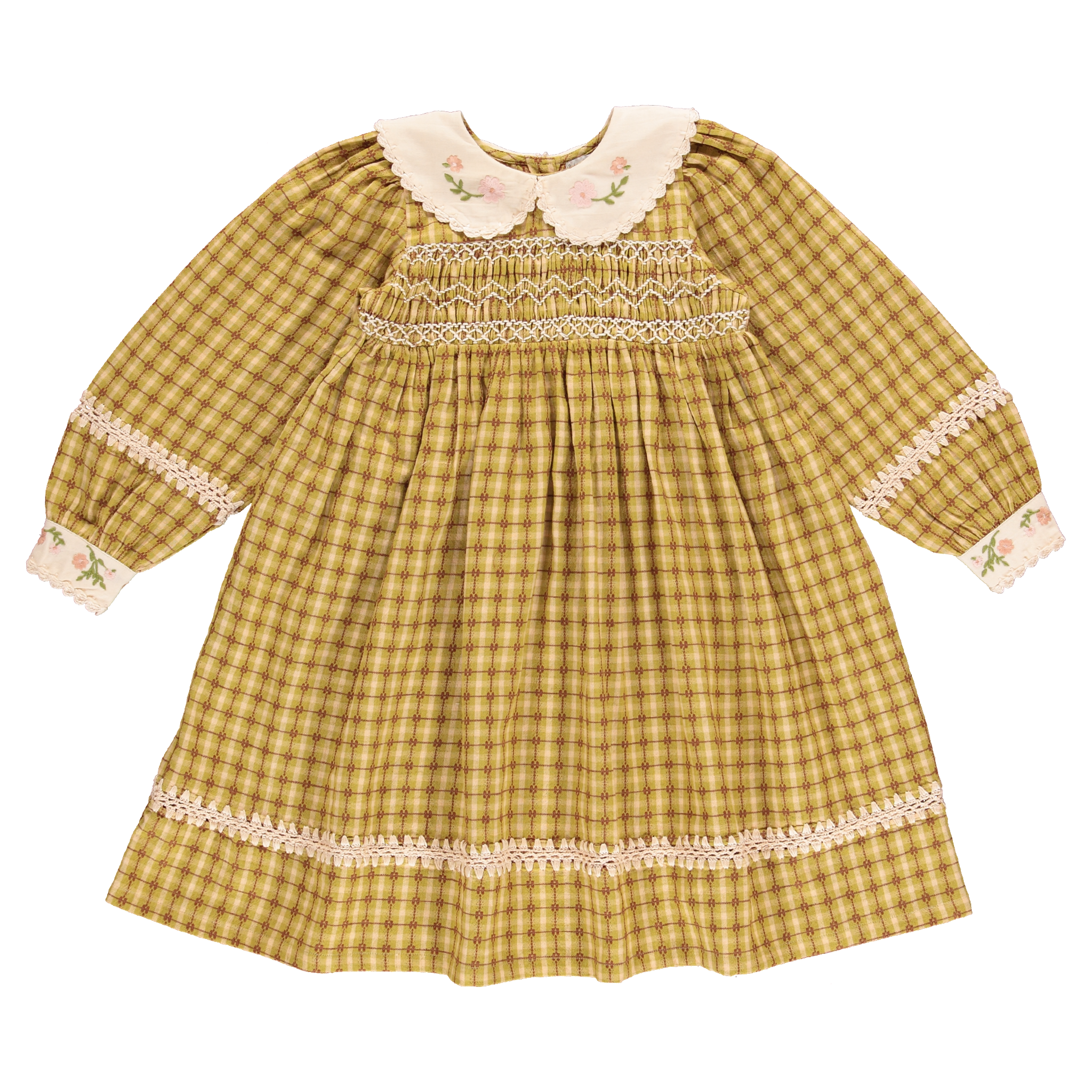 Kids' Cotton Dress in Nostalgic Green (Saphira)