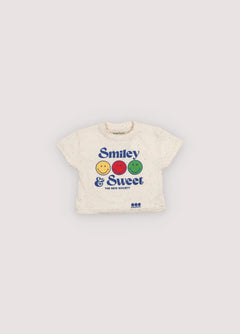 The New Society baby t-shirt with multicolor smiley print