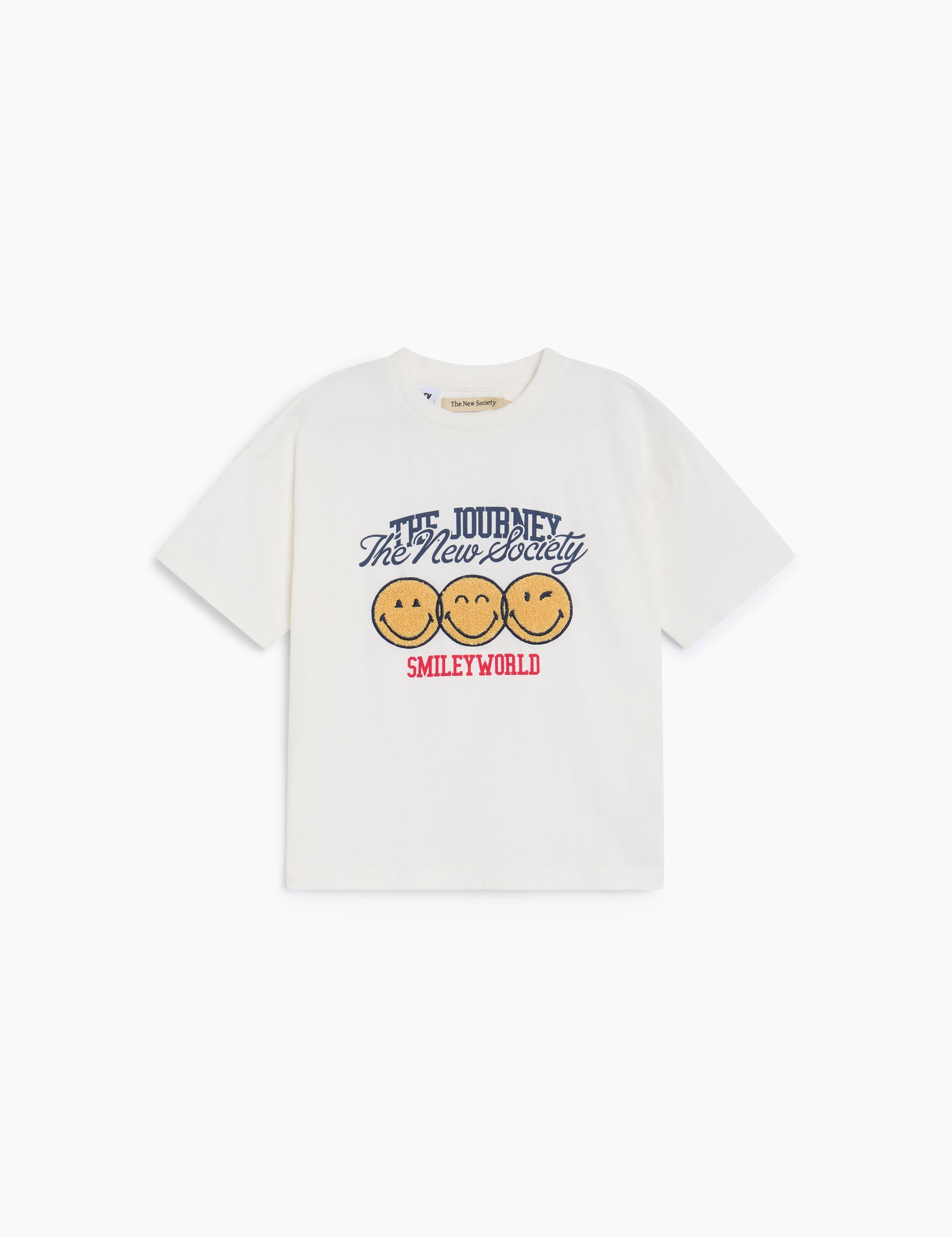 Kids' Smiley Cotton T-Shirt in Cream by The New Society