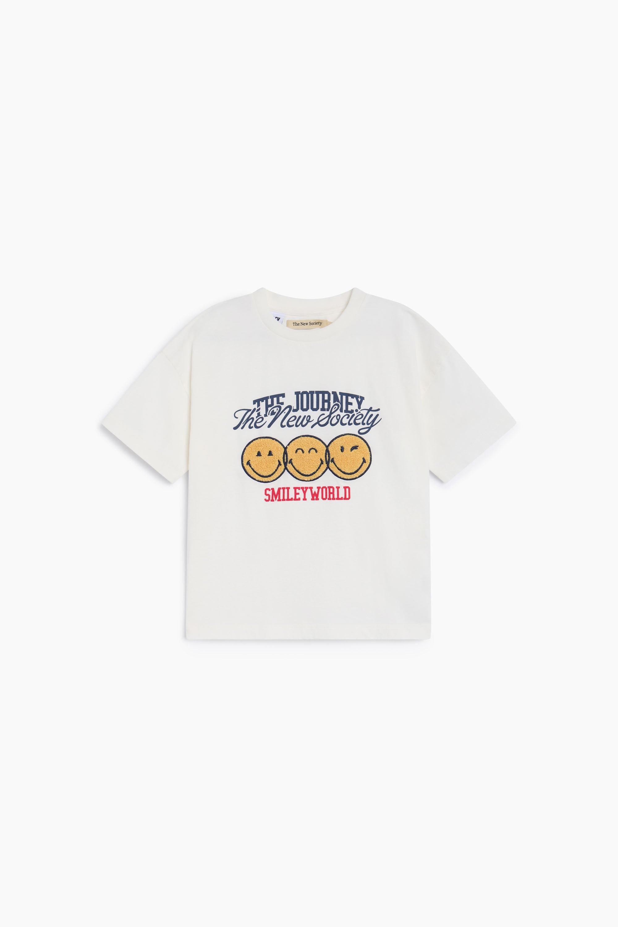 Kids' Smiley Cotton T-Shirt in Cream by The New Society