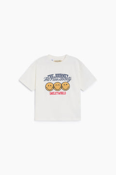 Kids' Smiley Cotton T-Shirt in Cream by The New Society