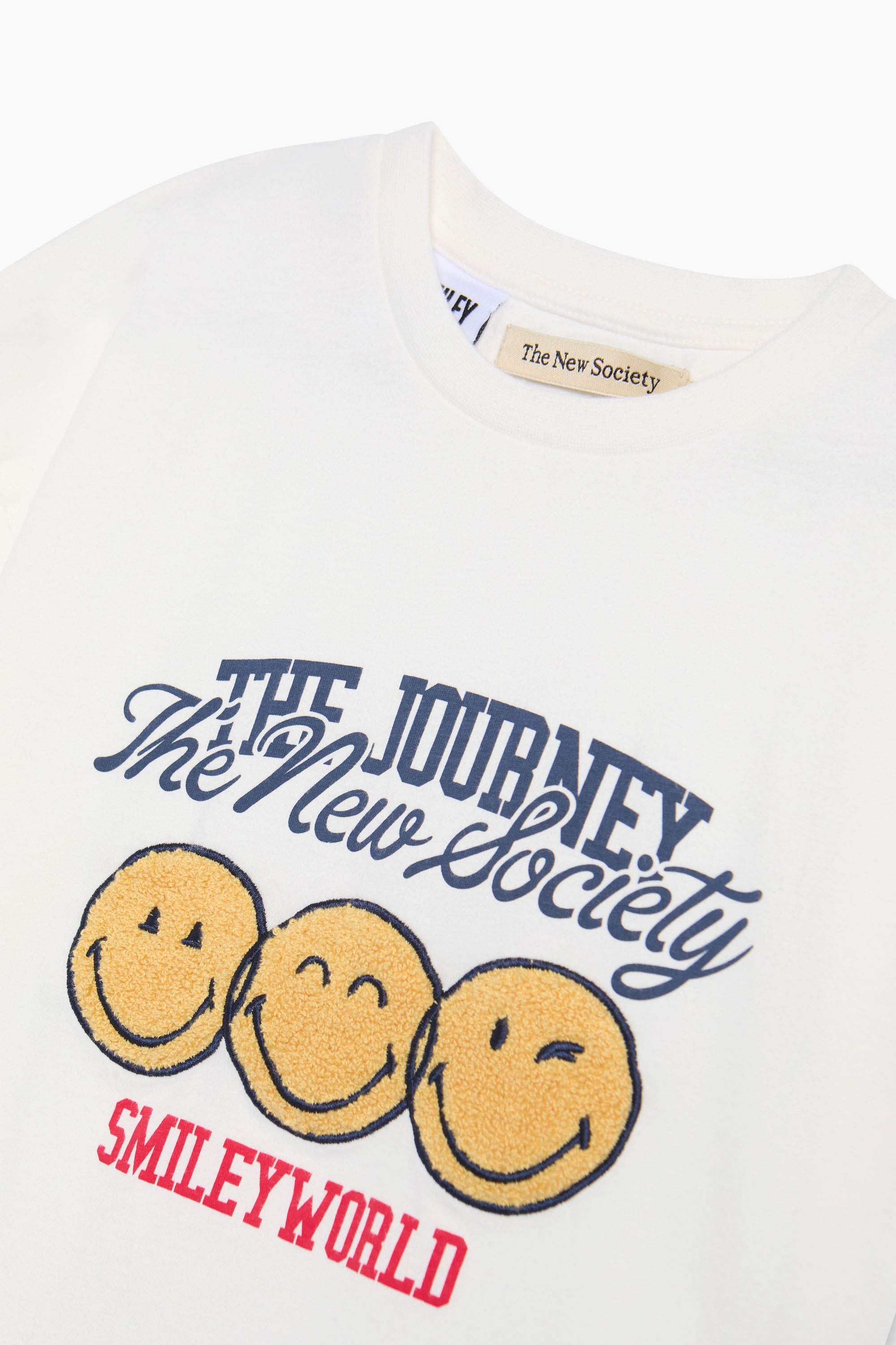 Kids' Smiley Cotton T-Shirt in Cream by The New Society