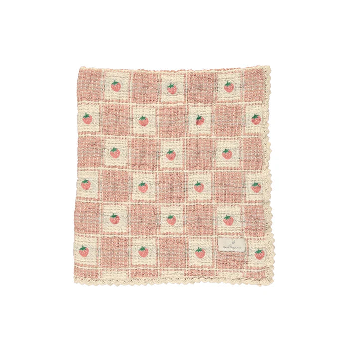 Bebe Organic organic cotton waffle baby blanket in strawberry