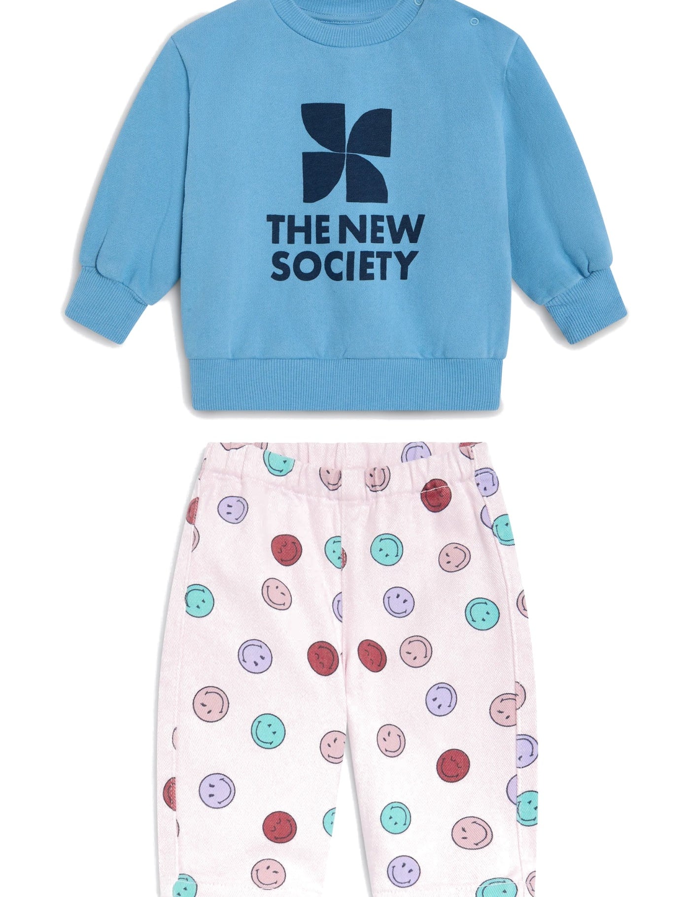 Baby TNS Logo Sweatshirt & Smiley Print Denim Trousers Set