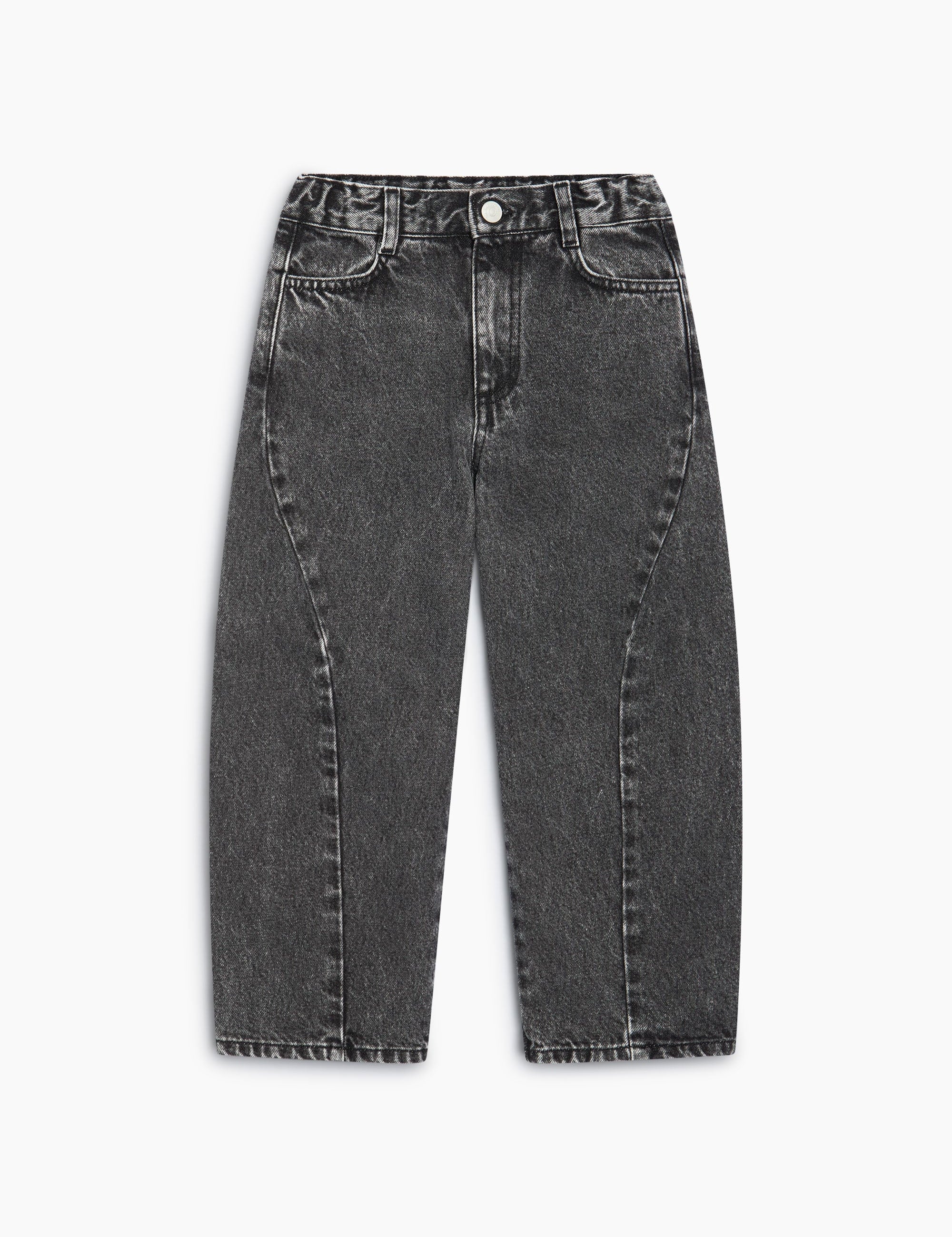 Kids' TNS Denim Twist Wide-Leg Trousers in Black by The New Society