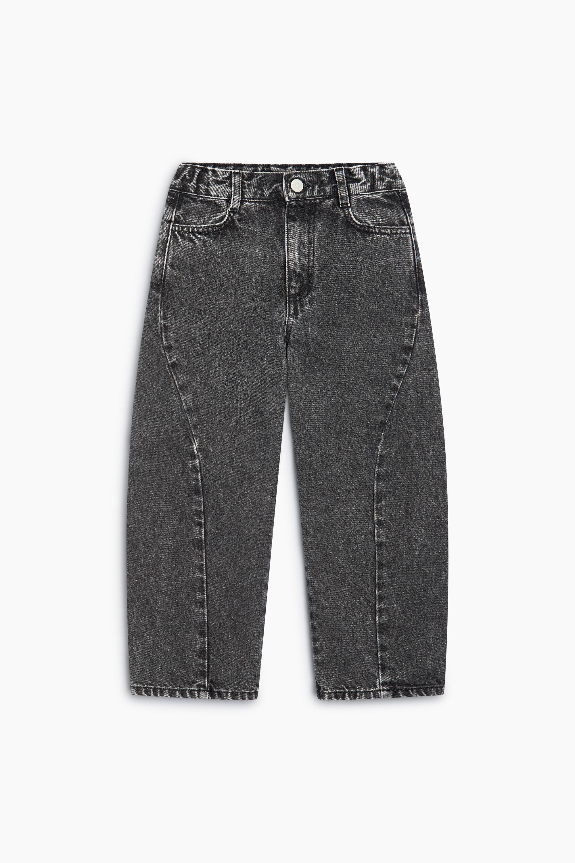 Kids' TNS Denim Twist Wide-Leg Trousers in Black by The New Society