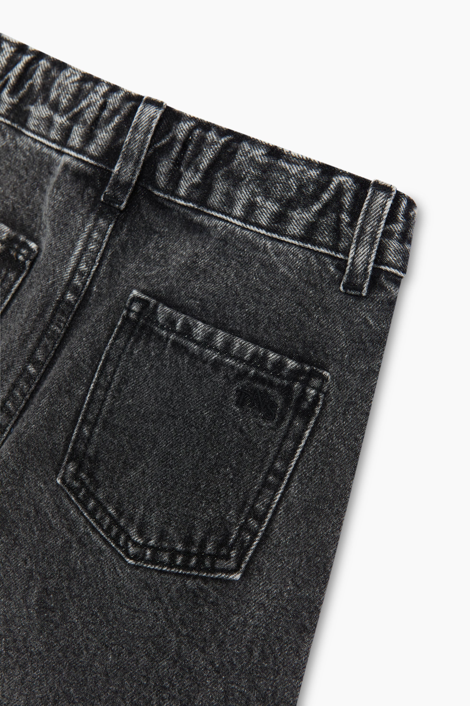 Kids' TNS Denim Twist Wide-Leg Trousers in Black by The New Society
