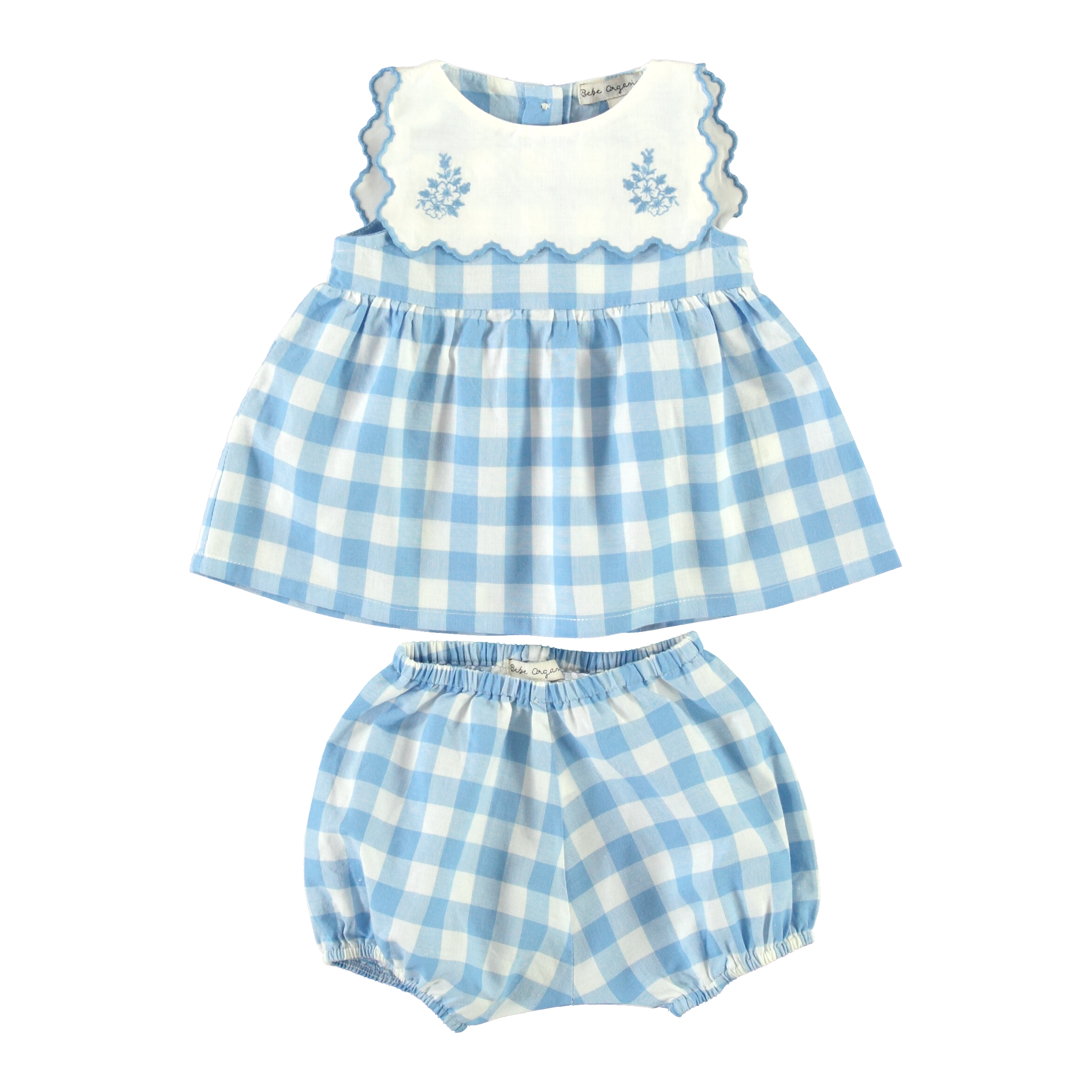 Baby Gingham Sailor Check Dress (Viola) - studio white