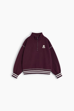 Kids' Whisper Fleece Zip Polo in Burgundy by The New Society